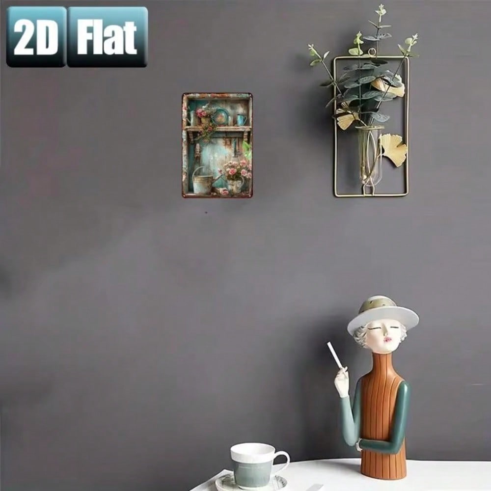 Vintage Metal Garden Sign 20x30cm Flower Tool Wall Art Decor