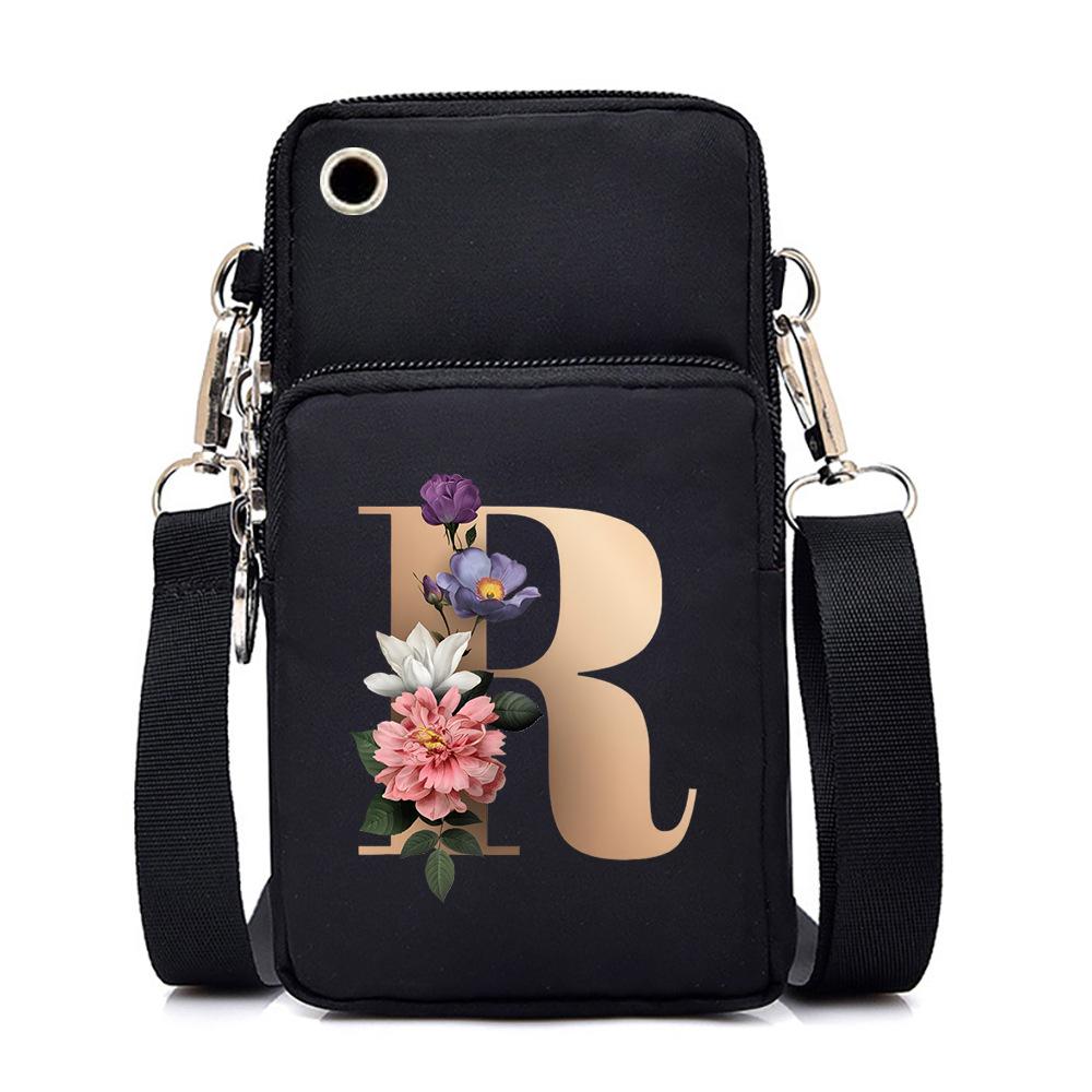 26 letter printed change bag, mobile phone bag to map, light to carry multi-function messenger bag