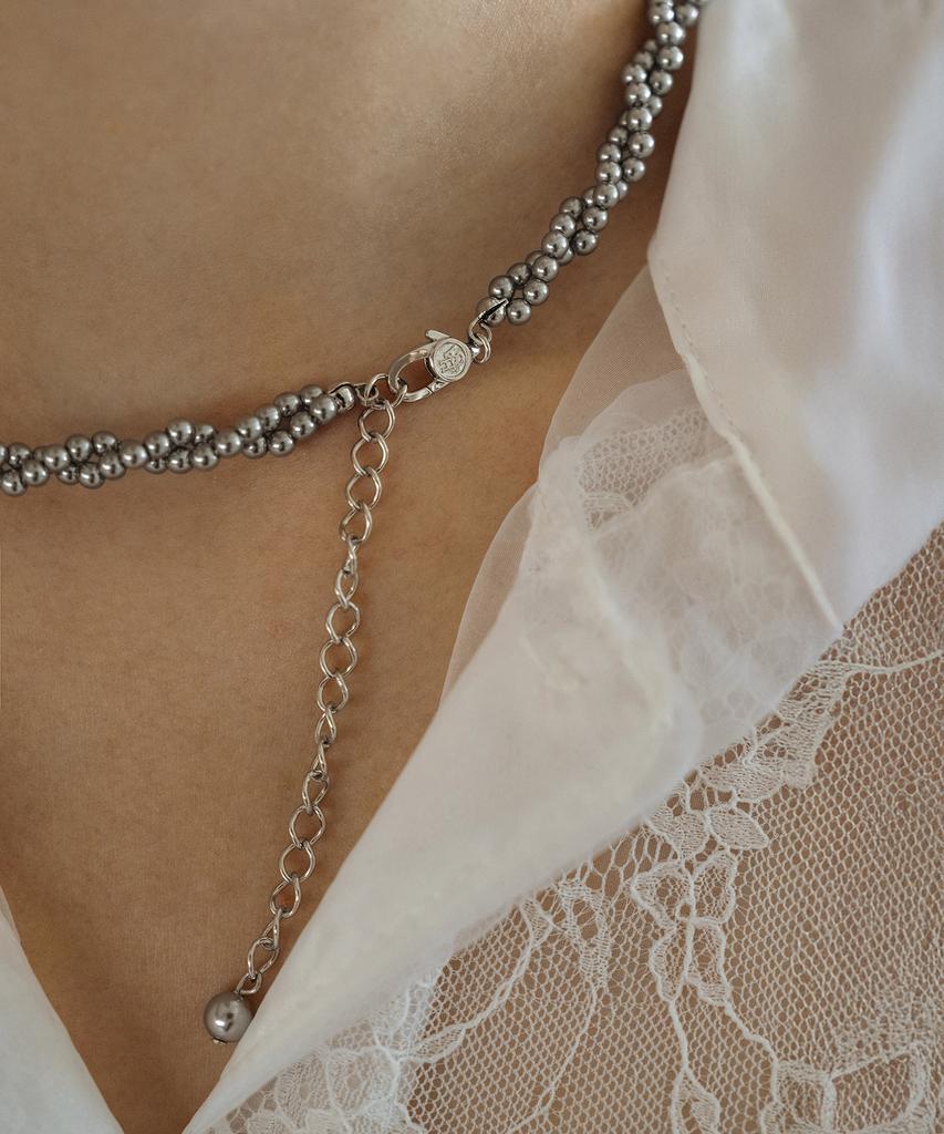 Has En014 Glass Pearl Necklace (Silver)