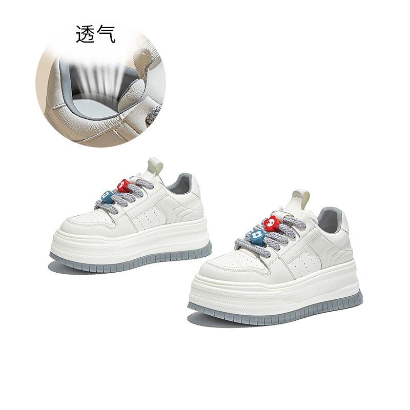 

Подошва на присосках, кожаные маленькие белые туфли, женские осенние новые туфли на толстой подошве с увеличением роста, повседневная женская обувь, универсальная обувь, детская обувь 40 серый