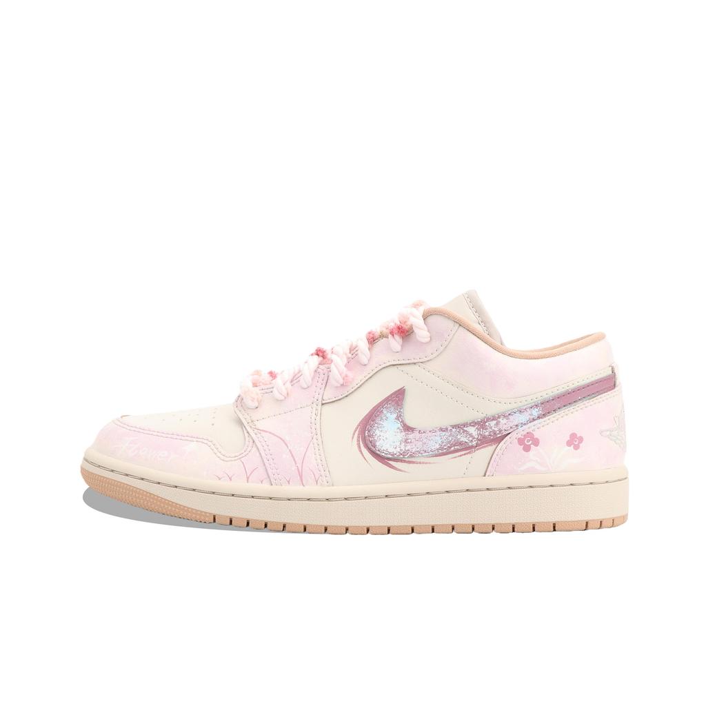 Jordan Air Jordan 1 Moonlit River, Pink Bloom Flower Sea Cushioning Slip Resistant Abrasion Resistant Low Top DC0774-130 (Team1335-)