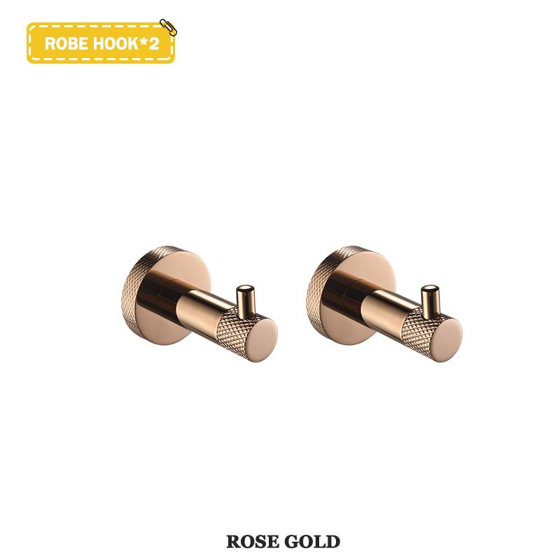Rose Gold Wall-Mounted Stainless Steel Bath Towel Rack Toilet Paper Holder Towel Bar Robe Hook Cup Holder Bathroom Accessories