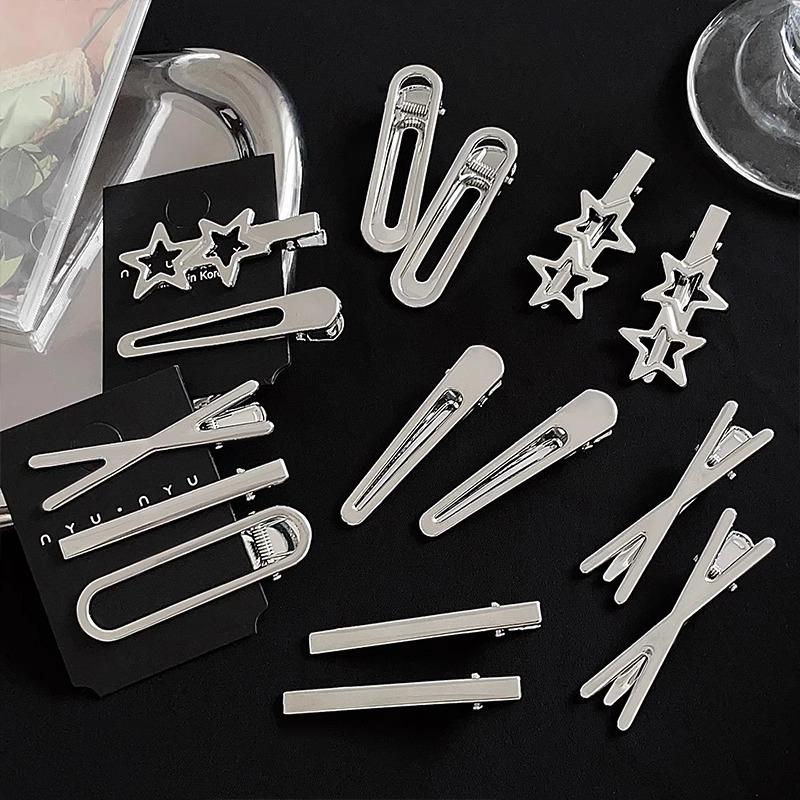 3Pcs Silver Y2k Hair Clips for Women Elegant Metal Duckbill Clip Girls Hairpins Side Bangs Barrettes Girls Hair Accessories