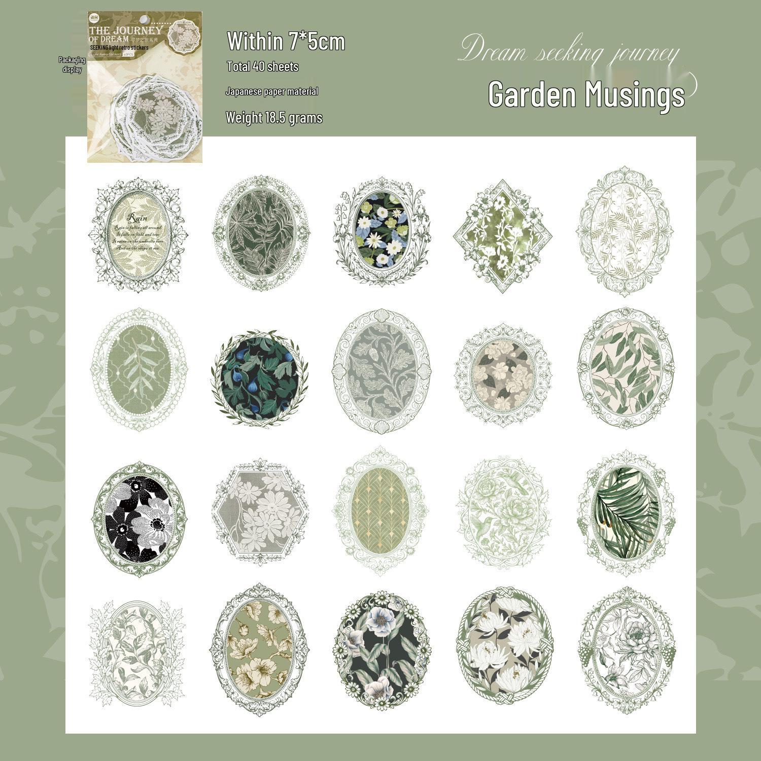 Yuxian Washi Sticker Set: Dream Journey - European Retro Style Patterns for Journals and DIY Collage.