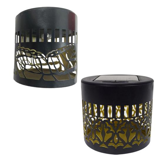 Solar Fence Light Outdoor Deck Step Wall Light Waterproof LED Warm Yellow Light with Flower/Butterfly Pattern for Yard Porch Patio Backyard Decor