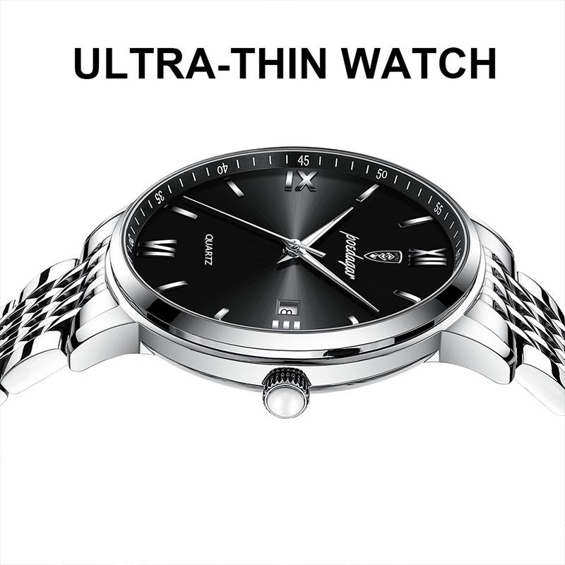 POEDAGAR Luxury Sports Men's Wristwatch Stainless Steel Waterproof Date Watch High Quality Casual Fashion Quartz Watches
