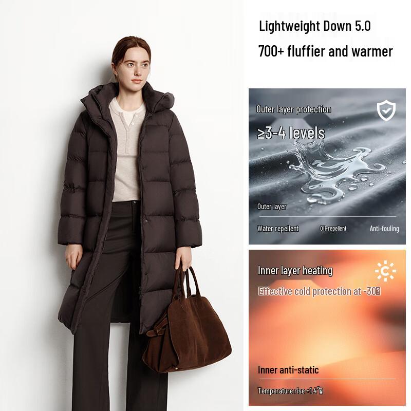 Semir Chen Duling Collection 90% Duck Down Long Hooded Winter Jacket