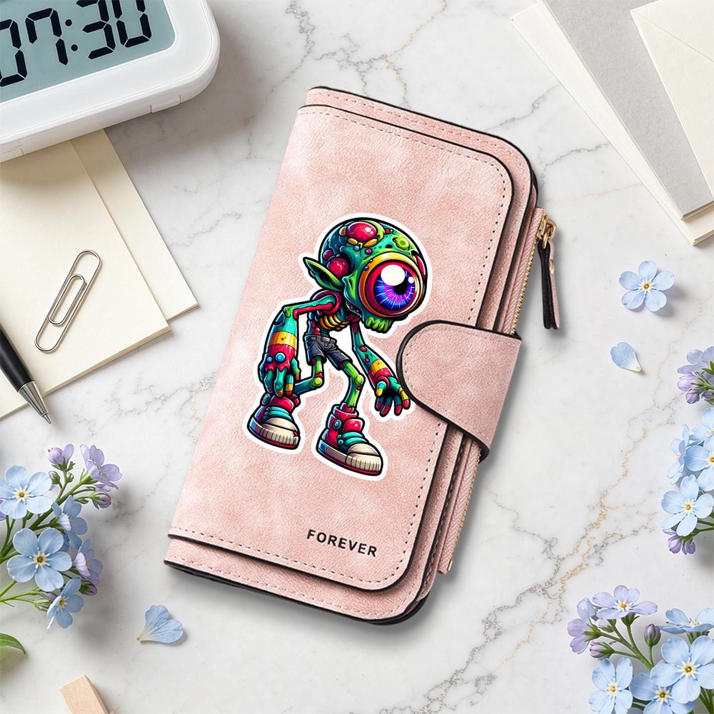 Cool Alien Print Long Wallet Fashion Casual Card Holder Portable Practical Daily Purse