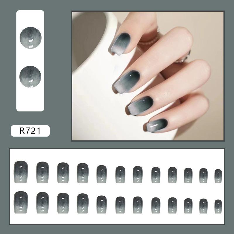 24 Pcs Love Sweet Girl Temperament Nail Art ins Minimalist Style White Fake Nails No Carving and Grinding Finished Products Wear Nail