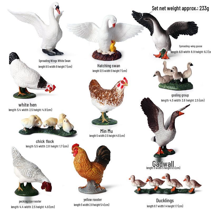 Animal Model Ranch Set: Chicken, Dog, Cow, Sheep, Horse Miniature Toy Scene