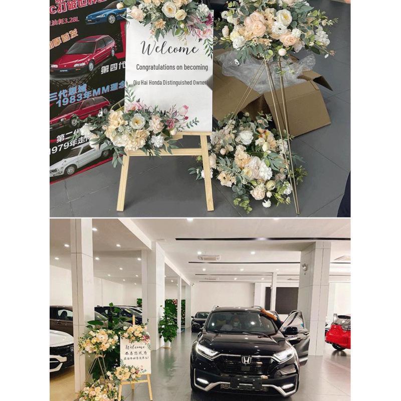 Artificial Flower Column Wedding Decorations with Car Delivery Ceremony and Roman Style Welcome Board