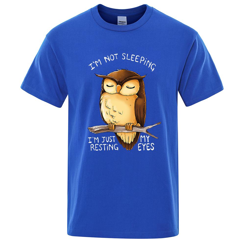 I'M Just Resting My Eyes Owl Cartoons Print Mens Street Clothing Breathable Oversized T-Shirts Brand Tops Cotton