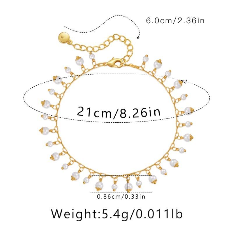 Women 18k Gold Plated Abs Pearl Pendant Exotic Anklet Jewelry