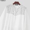 INCERUN Men Long Sleeve Open Front Tassel Rivet Patchwork Long Cardigan Tops