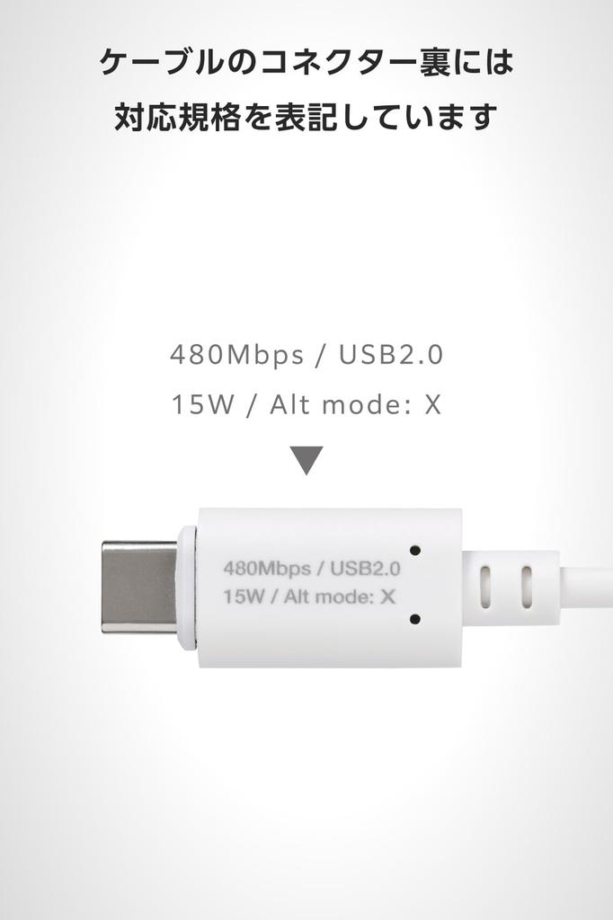 Elecom USB Cable with Magnetic Detachable 2m To 15W with a Breaker To Prevent Short Circuits and To Attach and Detach with a White Type-C USB-A Type-C