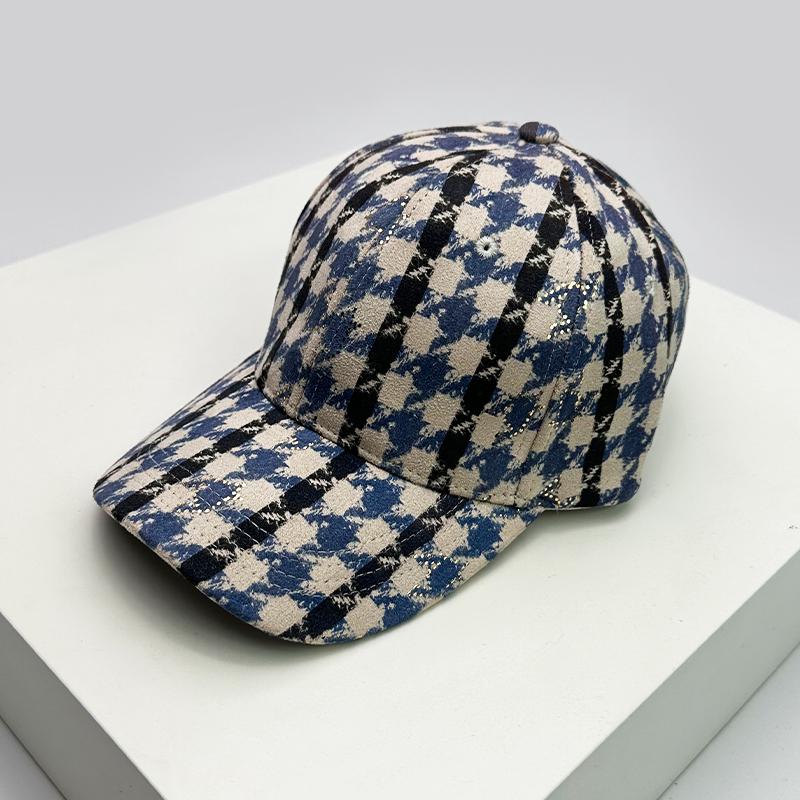 Autumn and Winter Men Women New Versatile Stripe British Baseball Caps Check Fashion Cotton Warm Soft Houndstooth Retro