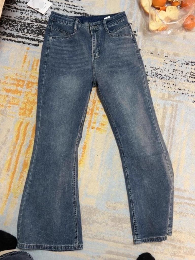 Women's Retro Blue High-Waist Wide-Leg Flared Jeans Plus Size