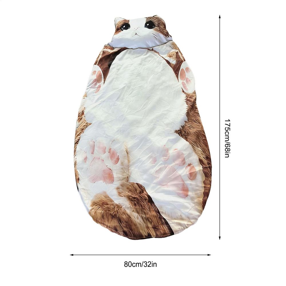 Animal Sleeping Bag Washable Warm Cats Envelopes Sleeping Bag For Camping Travel Sleepovers Home Lounging Floor Bed Relaxation