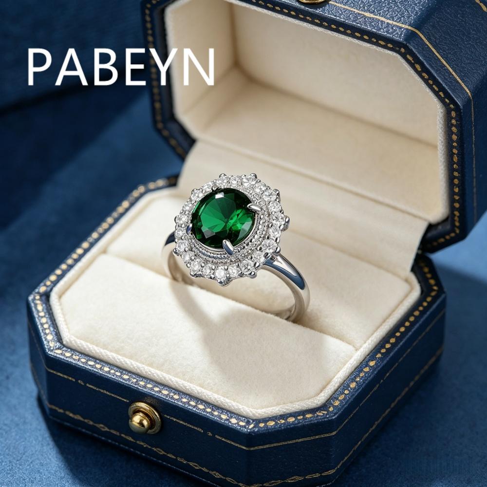 925 Sterling Silver Vintage Classic Emerald Oval Zircon Ring Stud Earrings Pendant Set Ladies Jewelry Gift