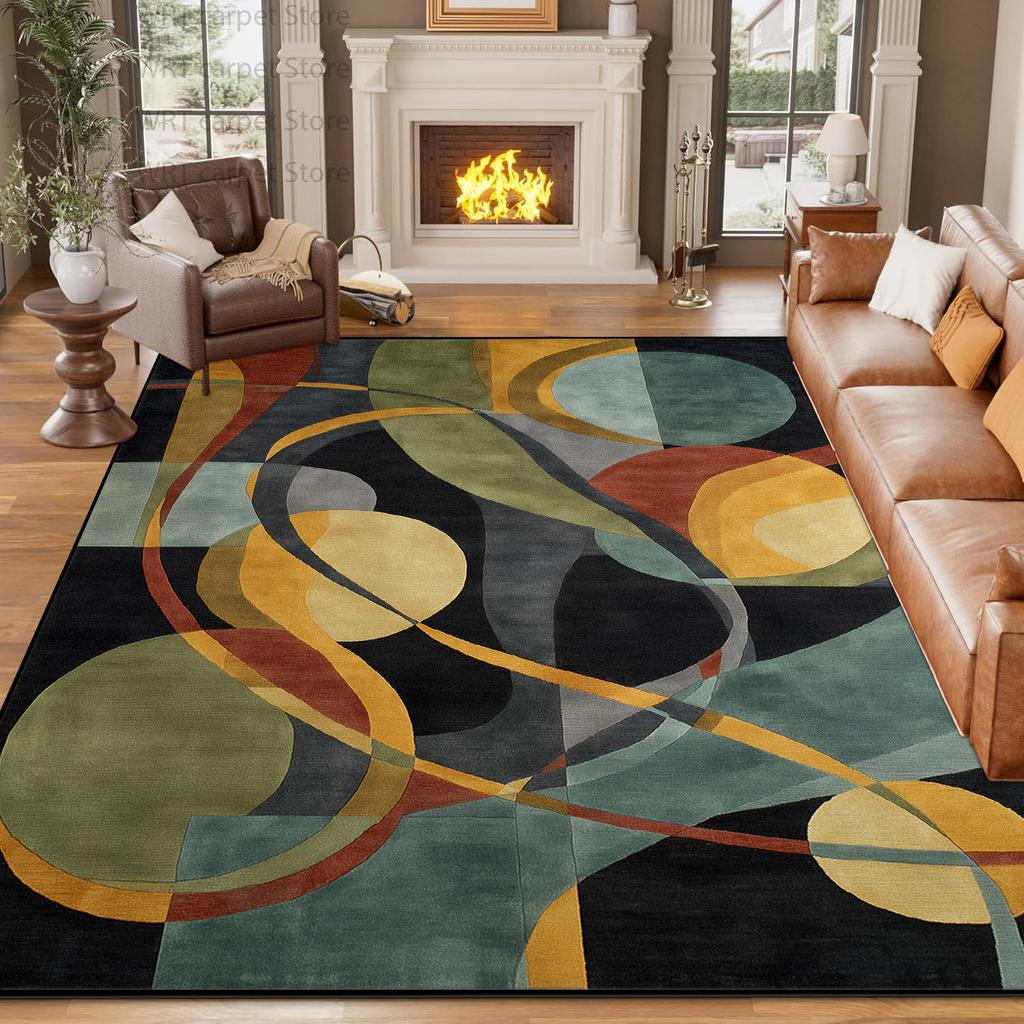 Nordic Color Block Geometric Carpet for Living Room Abstract Art Decoration Home Non-slip Large Rugs Bedroom Bedside Floor Mat