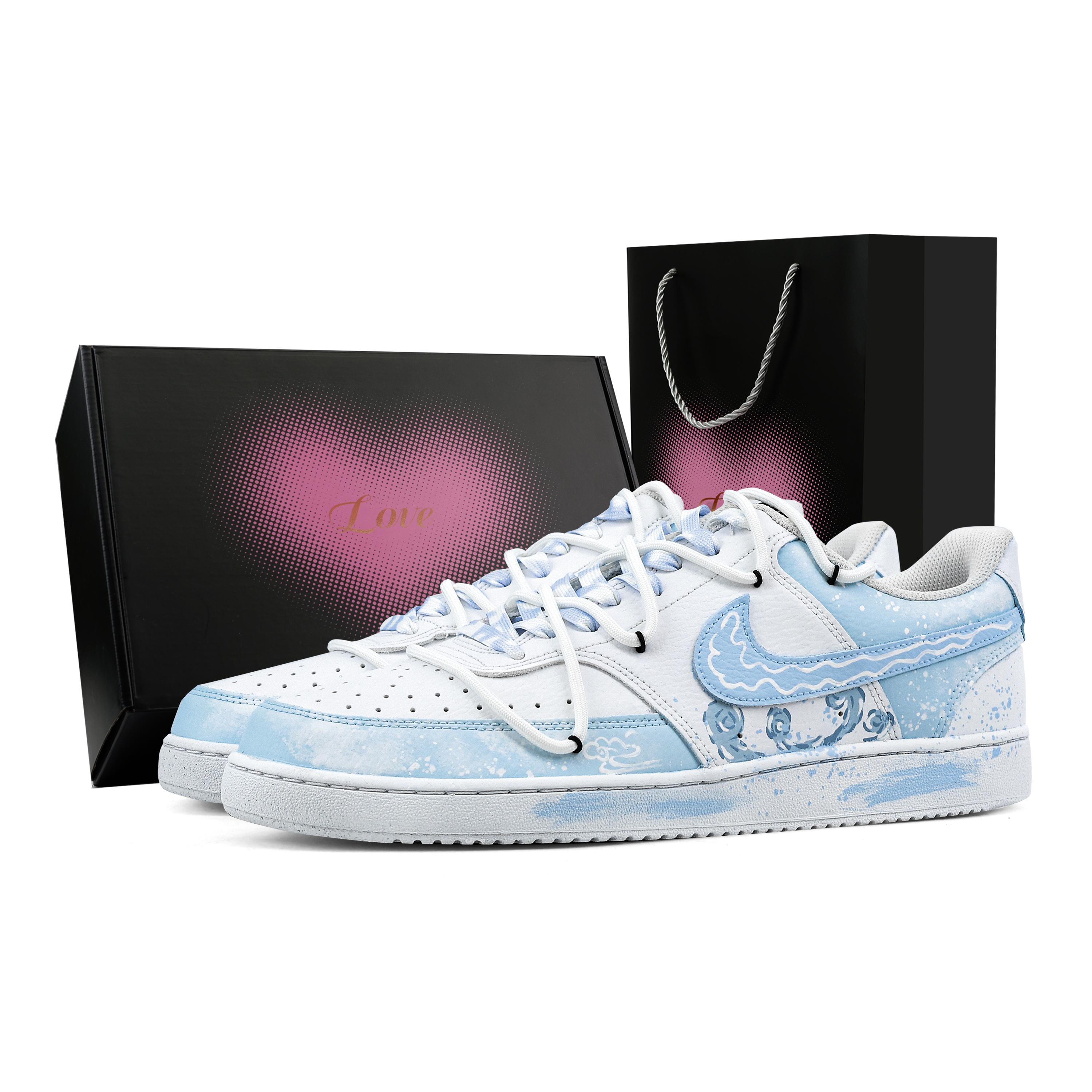 

Nike Court Vision 1 Summer Wave Heart Box Slip Resistant Abrasion Resistant Low top Skateboard Shoes Men s Light Blue DH2987-101(Team459--) 45