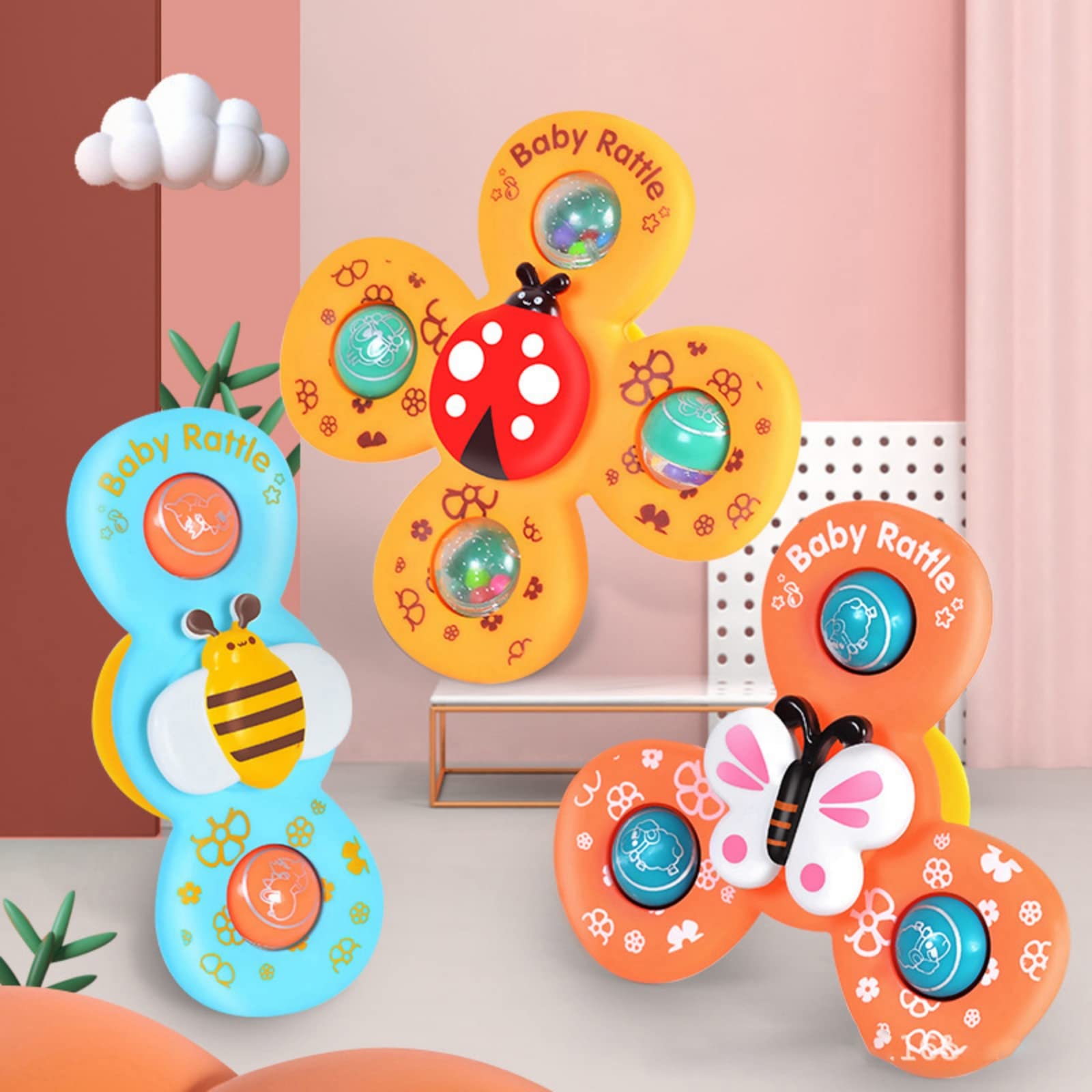 

Polaristure Kuru Kuru Spin Friend Hand Spinner Детская игрушка для ванны Игрушка 0 лет с присоской, детали цвета и [Подлинный продукт] (3 (Случайные формы))