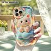 Phone case: 2D flat design, fits iPhone 18 17 16 15 14 13 Pro, cute little white cat, perfect Christmas and Halloween holiday gift