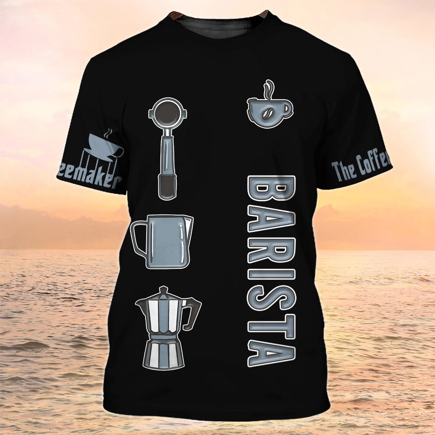 

Summer Barista Cafe 3d Print Cosplay T-Shirt Уніформа Спецодяг Жінки Чоловічі Футболки Вуличний одяг Оверсайз Harajuku Жіночі футболки L