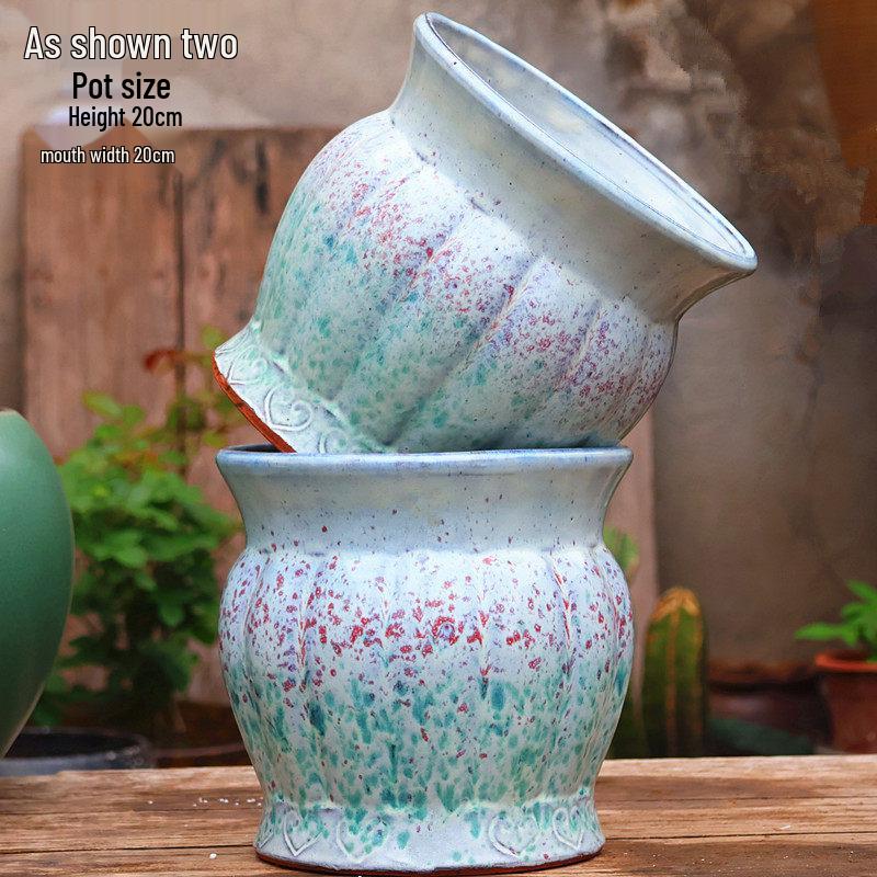 Handmade Embossed Rose Ceramic Pot for Succulents - Tall, Breathable Coarse Pottery Planter