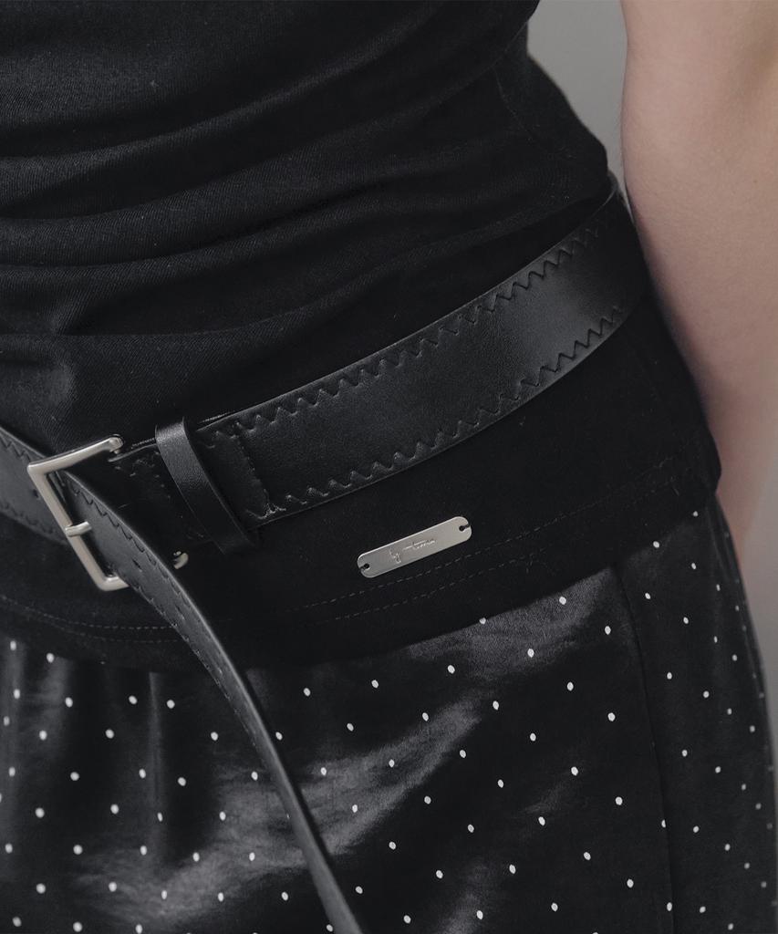 Teuwi One-Off Shirred Asymmetrical T-Shirt (Belt Set)
