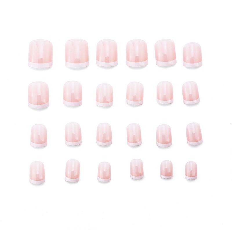French Nail Patch 24 Stück Tragen von Nägeln, fertig, Gelee, Kleber, Nagelaufkleber, Puder, Hautton, künstlicher Nagelpatch