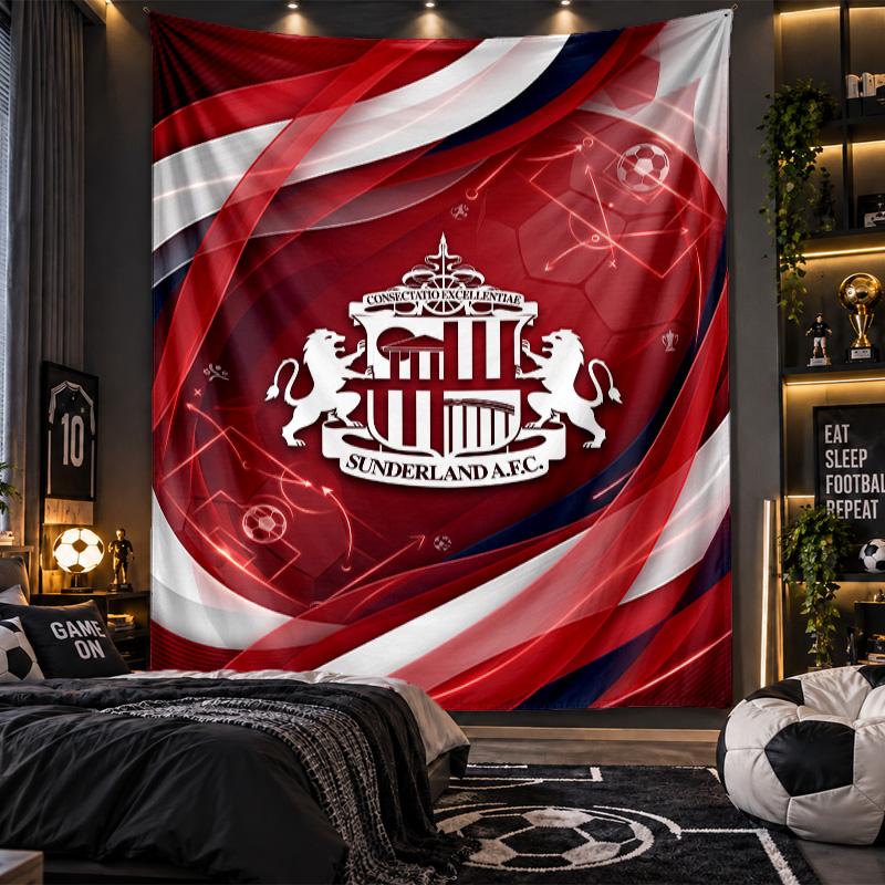 Wandbehang Wandteppich Sunderland Fußball Druck Stoff für Wohnzimmer Schlafzimmer Heimdekoration