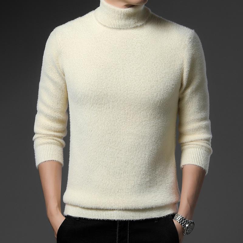 Herren Winter Nerz Kaschmir Rollkragenpullover - Dick, Weich, Modischer Strickpullover