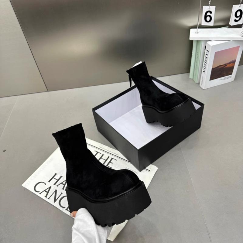 New Platform Women Snow Ankle Boots Suede Fashion Flats Shoes Woman Trend Walking Goth Chelsea Boots Warm Cozy Punk Mujer Botas