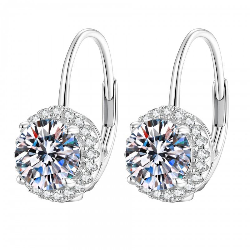 Sterling Moissanite Stud Earrings Women Geometric U-Shaped Design With 6.5mm High-Carbon Stone Elegant Minimalist 925 Sterling Silver