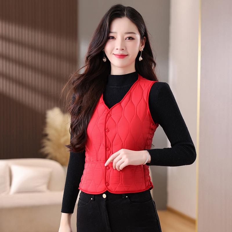 Autumn and Winter Down Cotton Vest Thickened New Velvet Light and Slim Liner Short Vest