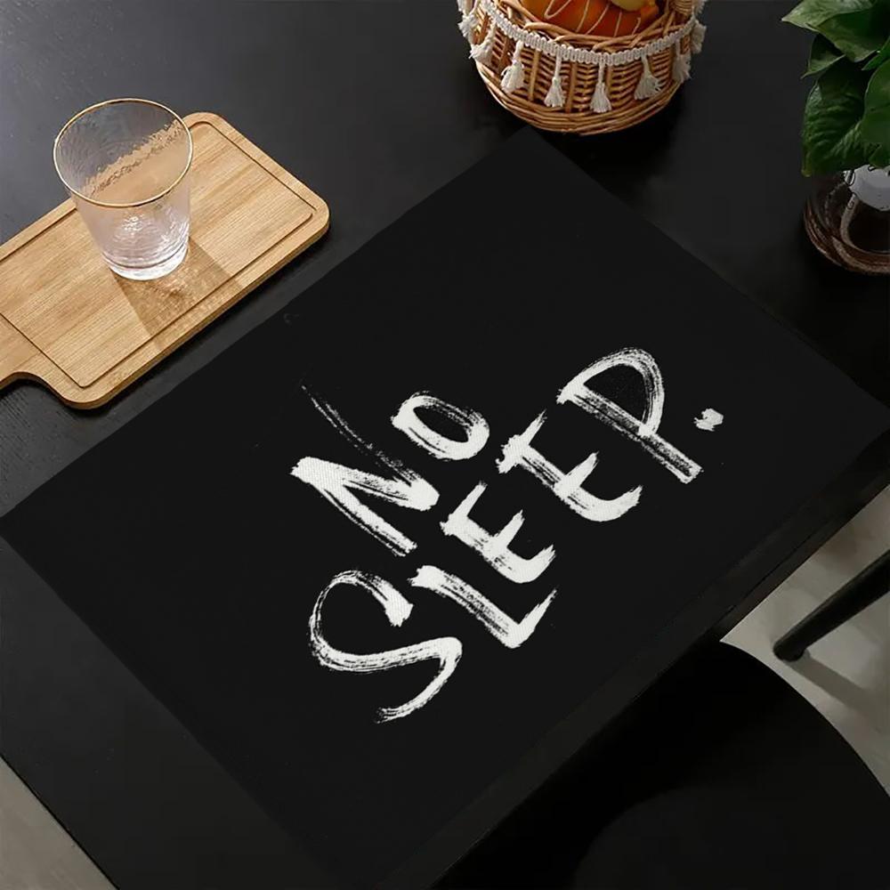 Set da 4 tovagliette geometriche bianche e nere personalizzate in cotone e lino per tavolo da pranzo, sottobicchiere, sottotazza per ciotola/tazza, decorazione per la casa 10.11WJY