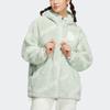 Adidas Monogram Jacket Letter Print Fleece Loose Hooded Coat Women Jackets Linen-Green IB2708