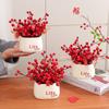 1Pcs Red Fruit Artifical Potted Plant Branch for New Year Decoration Home Decor Fake Plant Ornaments Party Supplies Accessories