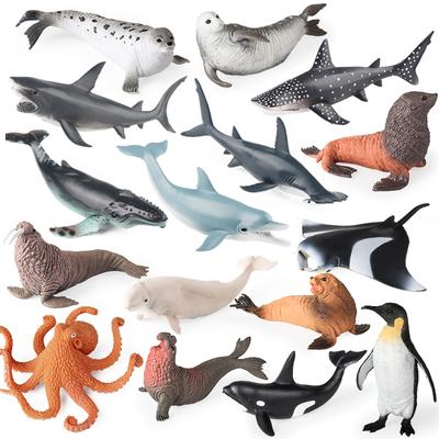 Oenux New Sea Life Seal Sea Lion Orcas Blue Whale Shark Megalodon Dolphin Aquarium Ocean Marine Animals Model Kids Toy Gift