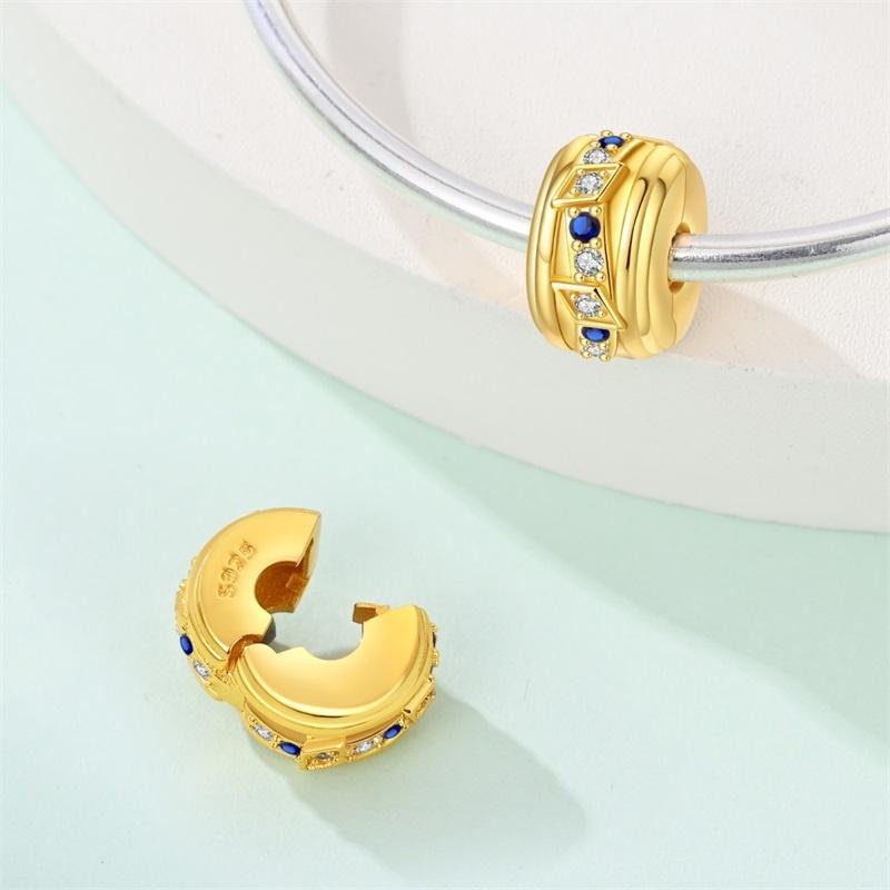 Genuine copper Colorful Stopper Clip Star Shape Bowknot Bead Charms Spring Compatible With Pandora Authentic Bracelets Fine Jewellery Gift Women Diy