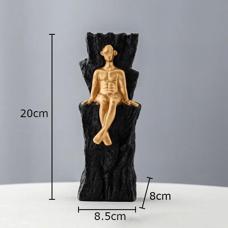 

Golden Abstract Figures Statue Desk Decoration Ornaments Modern Crafts Chair Character Resin Sculpture Room Aesthetics Decor чёрный