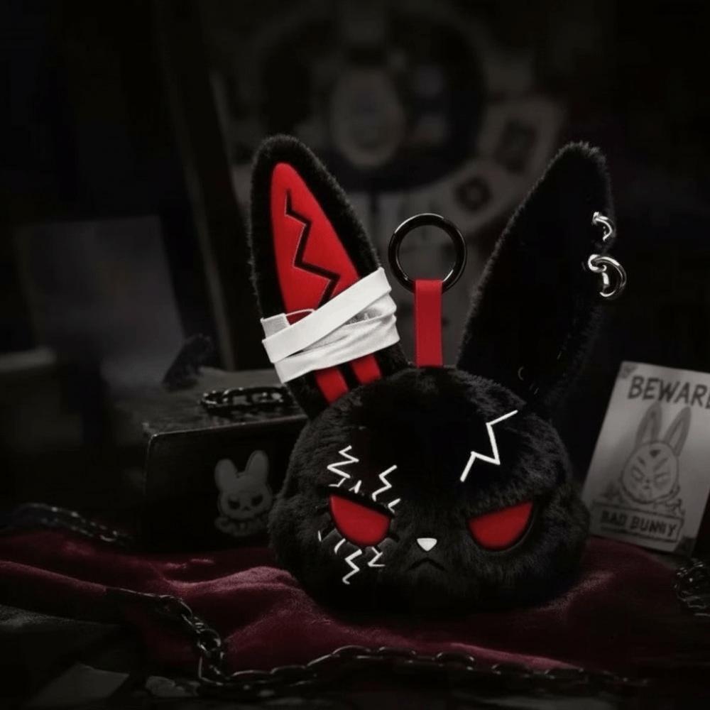Plush Bunny Plush Keychain Gothic Style Rabbit Bag Charm Cute Plush Rabbit Pendant  Friends Gift
