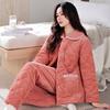 Winter padded pajamas women's three-layer thickened coral fleece padded jacket autumn and winter flannel loungewear warm suit