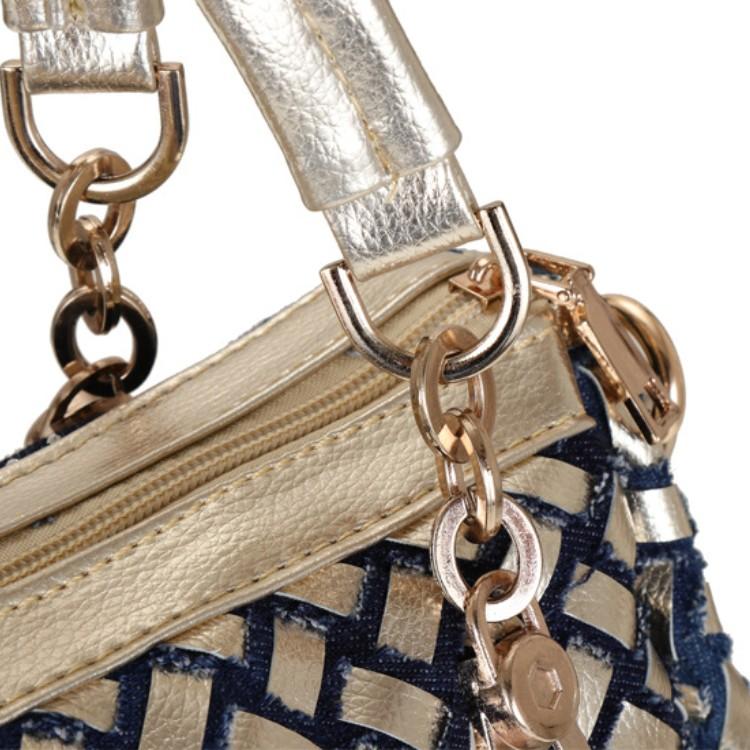 Denim Bag, Canvas, Portable Diamond Woven Bag, Trendy One Shoulder Crossbody Bag, Tote Bag