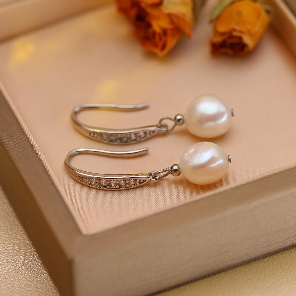 Leaf Fashion Baroque Freshwater Pearl Women's Earrings Two Wearing Methods Pearl 18K Gold Plated Zirconia Earrings Valentine's Day Mother's Day Gifts
