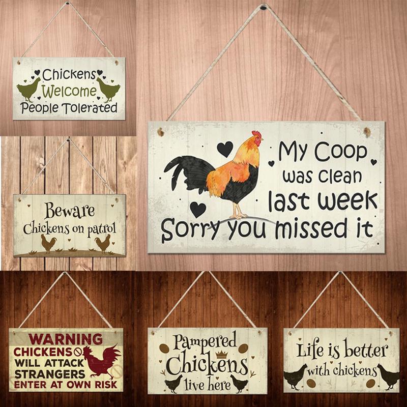 Buy Chicken Plaques Wooden Hanging Signs Chicken Coop Home Wall Decor