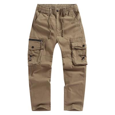 New Spring Autumn Men's Fashion Drawstring Elastic Waist Casual Pants Solid Multi-Pocket Jogger Cargo Pants Male Sports Trousers