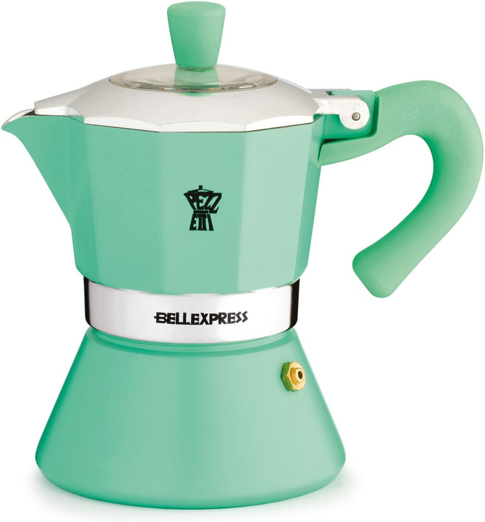 Caffettiera italiana - PEZZETTI - BELLEXPRESS - Alluminio - 6 tazze - Tutti i fuochi incluso induzione - Turchese