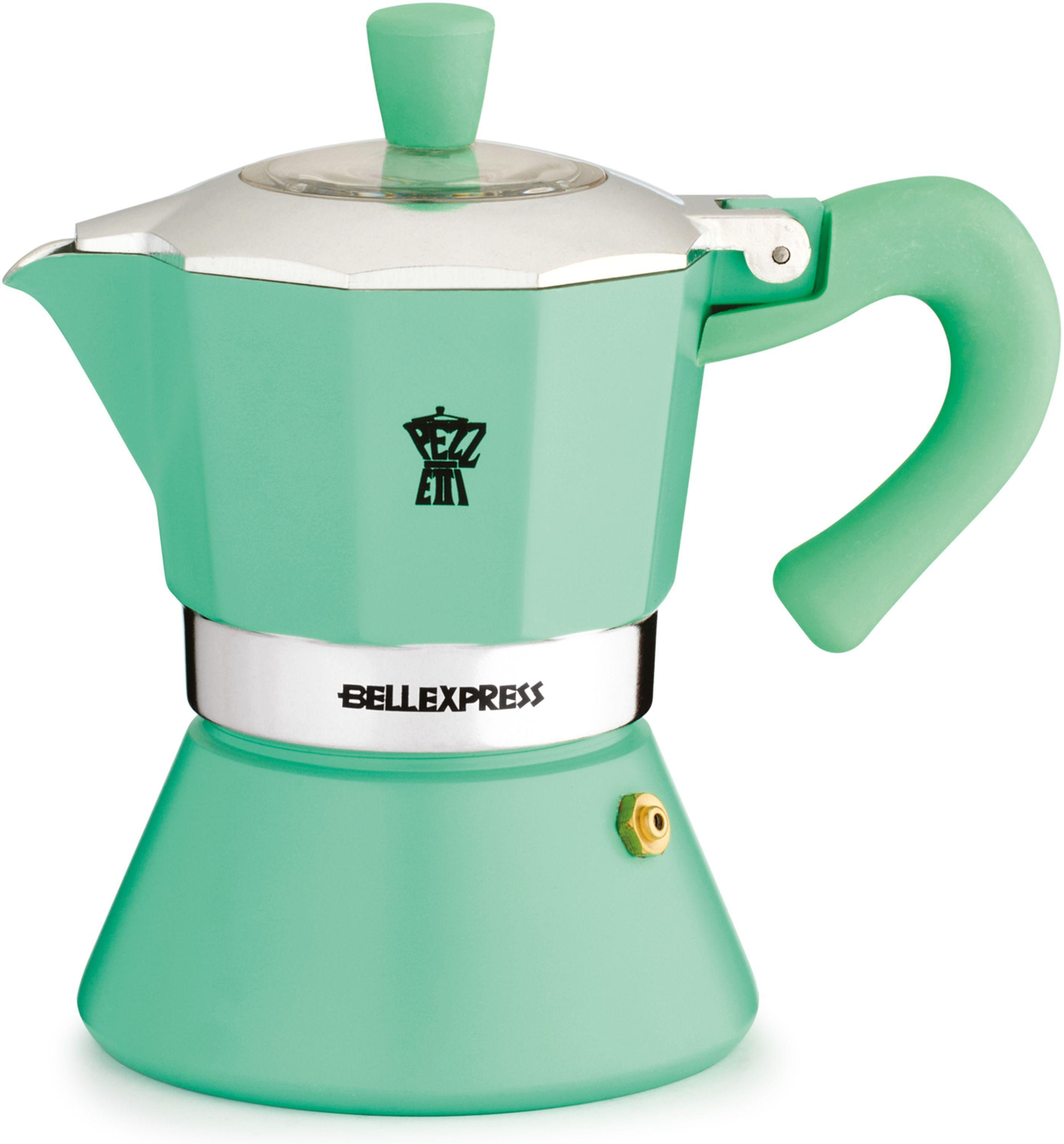 Italiaanse cafetière - PEZZETTI - BELLEXPRESS - Aluminium - 6 kopjes - Alle warmtebronnen inclusief inductie - Turquoise